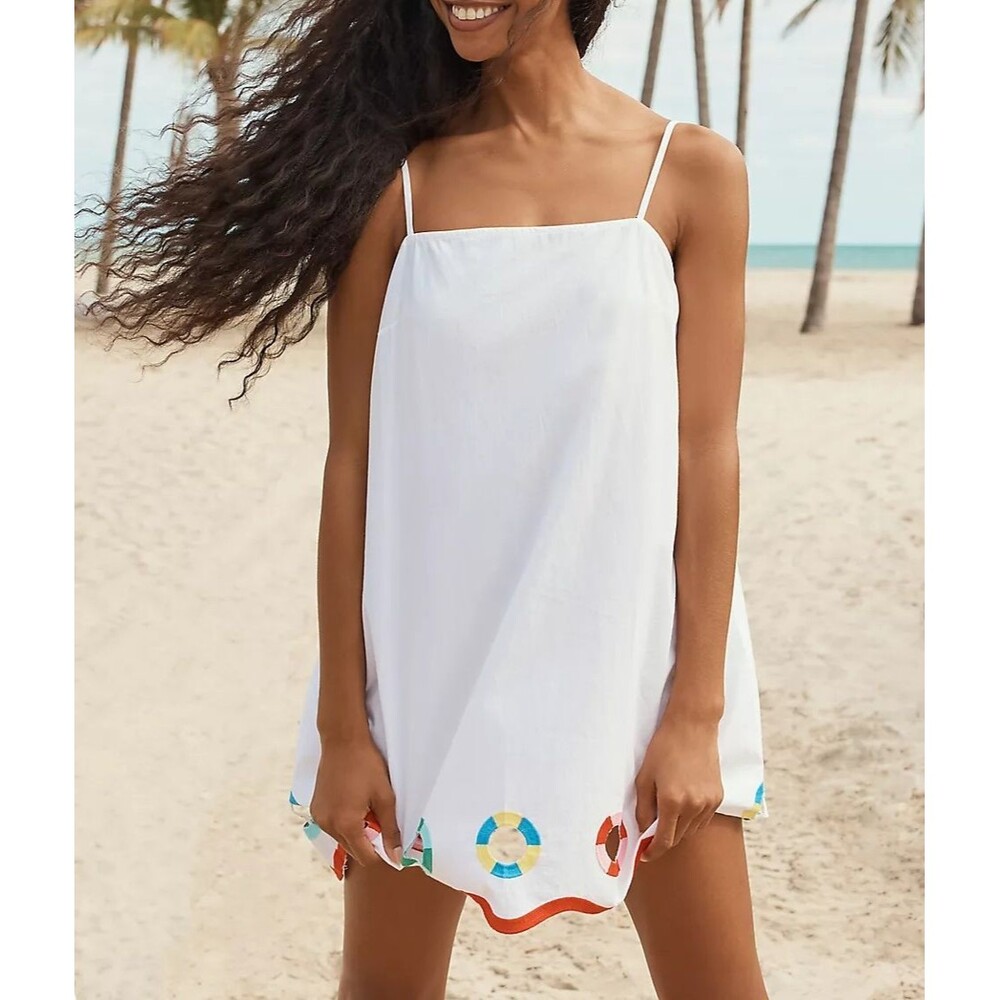 Anthropologie Celandine Poplin Straight Mini Dress White Cotton 2X PS 287040
